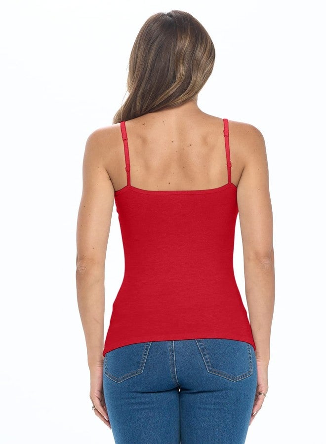 Natural Uniforms Women's Basic Camisole with Adjustable Spaghetti Strap Tank Top (Red, X-Large) - Image 5